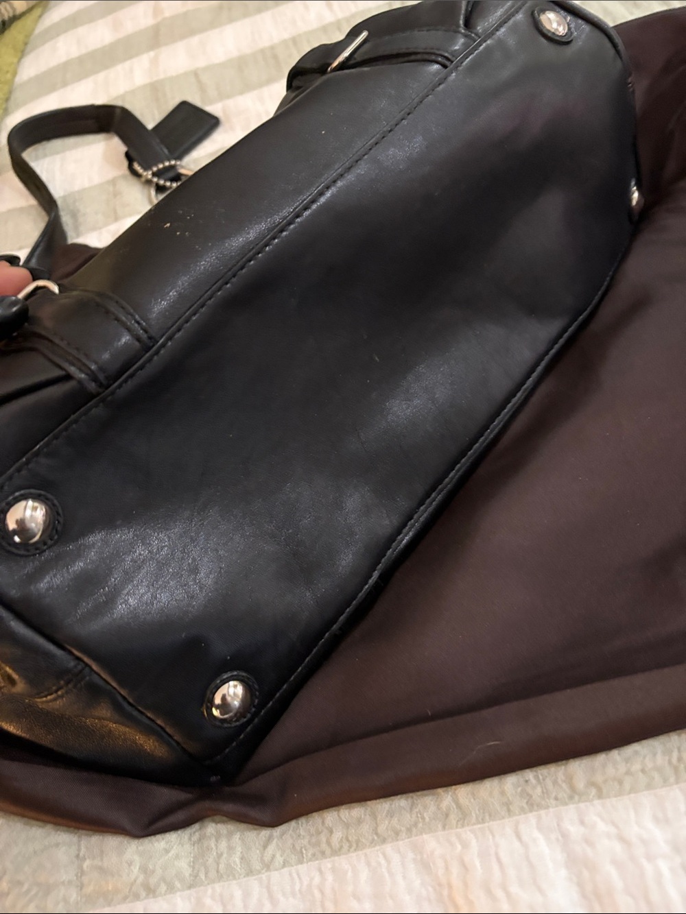 Coach Black Leather Shoulder Satchel with Silver Hardware - Picture 3 of 4
